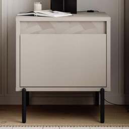 FWStyle Mott Single Drawer Sandstone Artex Detailed Bedside Table - Cream - Wilko - thumbnail 1