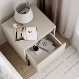 FWStyle Mott Single Drawer Sandstone Artex Detailed Bedside Table - Cream - Wilko - thumbnail 6