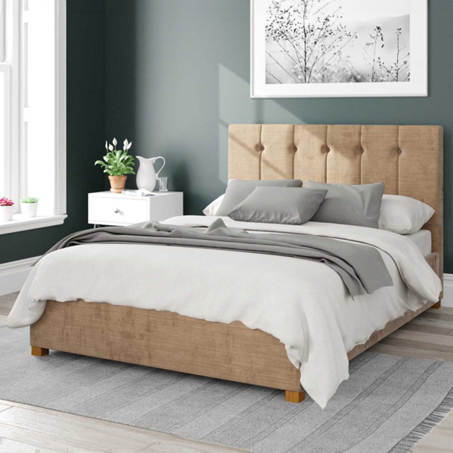 Aspire Hepburn Single Champagne Firenze Velour Ottoman Bed - Cream - Aspire Beds - Wilko - image 1
