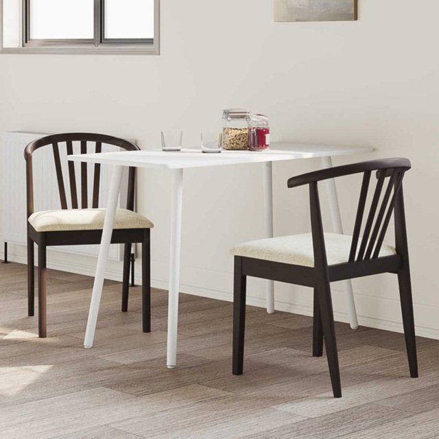 vidaXL Set of 2 Light Brown Rubberwood Vintage Dining Chairs - Wilko - image 1