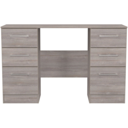 Crowndale Worcester 6 Drawer Grey Oak Kneehole Desk Ready Assembled - Size: 80 x 125 x 39cm - Wilko - thumbnail 3