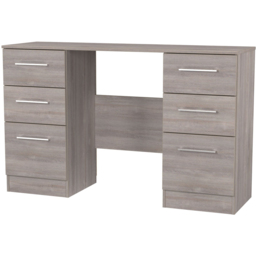 Crowndale Worcester 6 Drawer Grey Oak Kneehole Desk Ready Assembled - Size: 80 x 125 x 39cm - Wilko - thumbnail 4