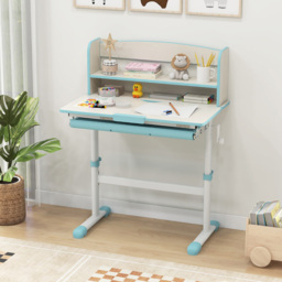 Costway Kids Single Drawer 2 Shelf Adjustable Tilted Desk Blue - Size: 92 x 59 x 20cm - Wilko - thumbnail 4