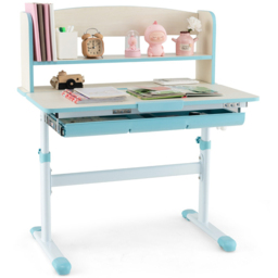 Costway Kids Single Drawer 2 Shelf Adjustable Tilted Desk Blue - Size: 92 x 59 x 20cm - Wilko - thumbnail 3