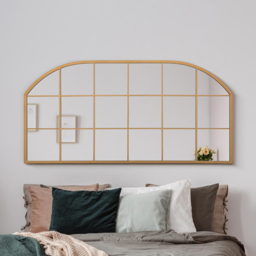 MirrorOutlet The Arcus Gold Metal Arched Window Wall Mirror 174 x 85cm - Wilko - thumbnail 3