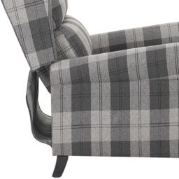 Living and Home Grey and Black Plaid Pattern Linen Pushback Recliner Armchair - Size: 105.5 x 87.5 x 156cm - Grey-Black - Wilko - thumbnail 7