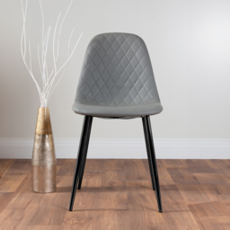 Furniturebox Solara Set of 2 Elephant Grey and Black Faux Leather Dining Chair - Wilko - thumbnail 3