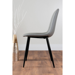 Furniturebox Solara Set of 2 Elephant Grey and Black Faux Leather Dining Chair - Wilko - thumbnail 4