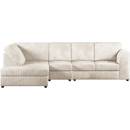 Luxor 4 Seater Cream Jumbo Cord Left Hand Facing Full Back L Shaped Corner Sofa Set - Wilko - thumbnail 3