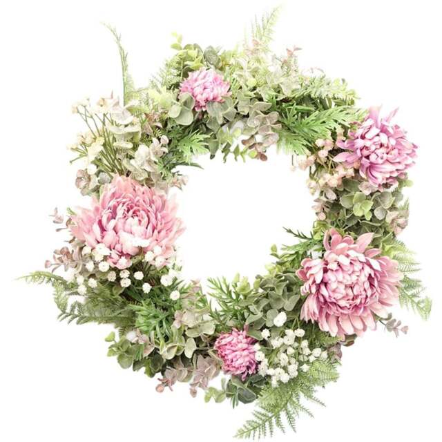 Botanik Opulent Pink Blossom Floristry Artificial Wreath 45cm - Size: 45 x 45 x 10cm - Wilko - image 1
