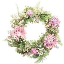 Botanik Opulent Pink Blossom Floristry Artificial Wreath 45cm - Size: 45 x 45 x 10cm - Wilko - thumbnail 1