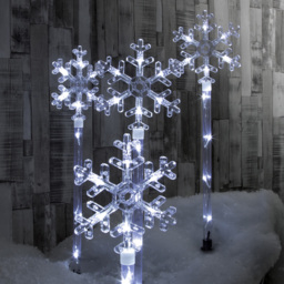 The Christmas Workshop 4 Pack 40 LED White Snowflake Garden Stake Light - Wilko - thumbnail 5
