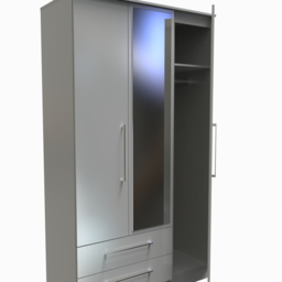 Crowndale Worcester 3 Door 2 Drawer Uniform Grey and Dusk Grey Mirrored Wardrobe Ready Assembled - Size: 3 Door, 2 Drawer - Wilko - thumbnail 6