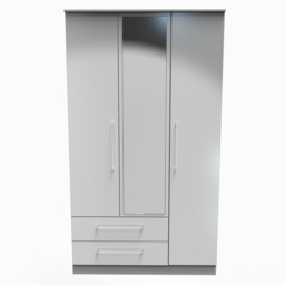Crowndale Worcester 3 Door 2 Drawer Uniform Grey and Dusk Grey Mirrored Wardrobe Ready Assembled - Size: 3 Door, 2 Drawer - Wilko - thumbnail 4