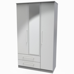 Crowndale Worcester 3 Door 2 Drawer Uniform Grey and Dusk Grey Mirrored Wardrobe Ready Assembled - Size: 3 Door, 2 Drawer - Wilko - thumbnail 3
