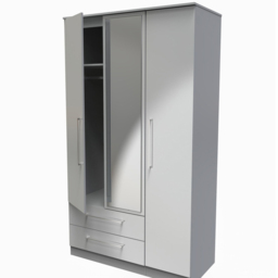 Crowndale Worcester 3 Door 2 Drawer Uniform Grey and Dusk Grey Mirrored Wardrobe Ready Assembled - Size: 3 Door, 2 Drawer - Wilko - thumbnail 5