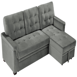Furniture One 3 Seater Grey Velvet Corner Storage Sofa Bed - Wilko - thumbnail 4
