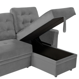 Furniture One 3 Seater Grey Velvet Corner Storage Sofa Bed - Wilko - thumbnail 7