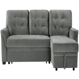 Furniture One 3 Seater Grey Velvet Corner Storage Sofa Bed - Wilko - thumbnail 3