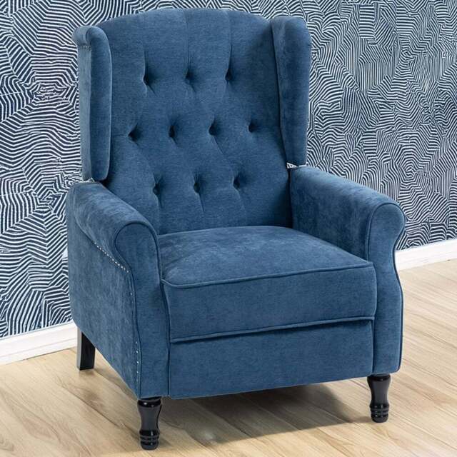 HOMCOM Royal Blue Manual Recliner Armchair Recliner with Footrest - Size: Single - Wilko - image 1