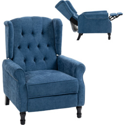 HOMCOM Royal Blue Manual Recliner Armchair Recliner with Footrest - Size: Single - Wilko - thumbnail 3