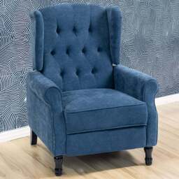 HOMCOM Royal Blue Manual Recliner Armchair Recliner with Footrest - Size: Single - Wilko - thumbnail 1