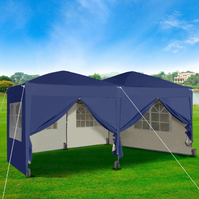 Blue 3 x 6m Pop Up Gazebo with Weight Bags and Removable Side - MCC - Wilko - image 1