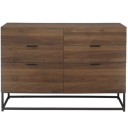 Houston 6 Drawer Walnut Wood Chest of Drawers - Size: 4 Drawer - Brown - Birlea - Wilko - thumbnail 4