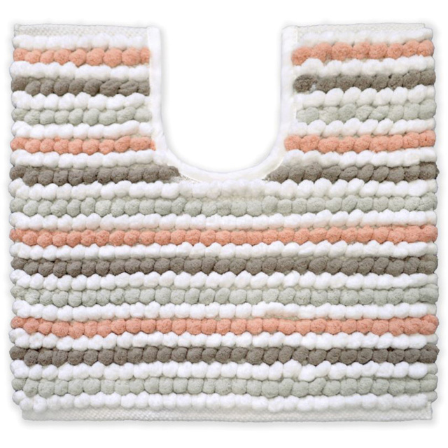 Allure Bath Fashions Blush Pink Striped Chunky Bobble Pedestal Mat 50 x 50cm - Wilko - image 1