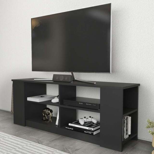 Decorotika Space 8 Shelf Anthracite TV Unit - Size: 51.8 x 140 x 35cm - Black - Wilko - image 1