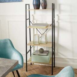 tectake Liverpool 4 Tier Light Wood Oak Sonoma Ladder Shelf - Size: 150 x 36.5 x 61.5cm - Brown - Wilko