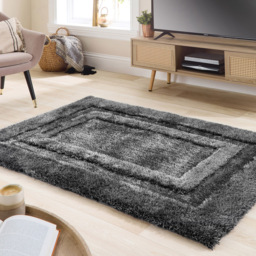 Origins Frame Charcoal Rug 160 x 230cm - Size: 160 x 230 x 2.5cm - Grey - Wilko - thumbnail 3