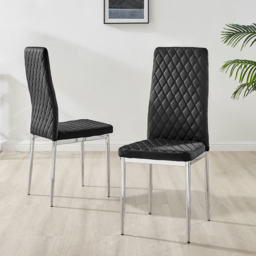 Furniturebox Lucia Valera 4 Seater Round Dining Set Grey Gloss Black and Chrome - Wilko - thumbnail 4