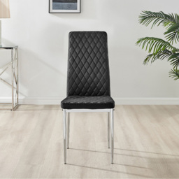 Furniturebox Lucia Valera 4 Seater Round Dining Set Grey Gloss Black and Chrome - Wilko - thumbnail 6