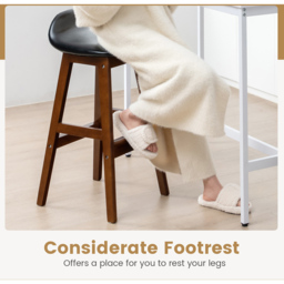 Costway Black Padded Seat Bar Stool with Backrest Set of 2 - Size: 40 x 43 x 83cm - Wilko - thumbnail 4