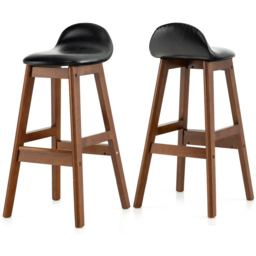 Costway Black Padded Seat Bar Stool with Backrest Set of 2 - Size: 40 x 43 x 83cm - Wilko - thumbnail 3
