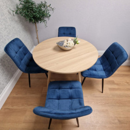 Kosy Koala 4 Seater Velvet Round Dining Set Blue - Beige - Wilko - thumbnail 6
