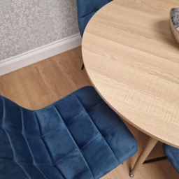 Kosy Koala 4 Seater Velvet Round Dining Set Blue - Beige - Wilko - thumbnail 5