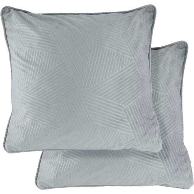 Serene Deco Silver Soft Velvet Geometric Cushion Cover - Size: 43 x 43cm - Wilko - image 1