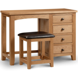 Julian Bowen Marlborough 4 Drawer Oak Single Pedestal Dressing Table - Wood - Wilko - thumbnail 3