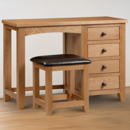 Julian Bowen Marlborough 4 Drawer Oak Single Pedestal Dressing Table - Wood - Wilko - thumbnail 1