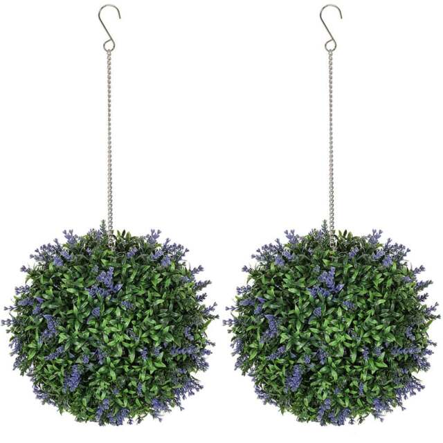 Portland Purple Artificial Plant Hanging Topiary Ball 2 Pack - Size: 27 x 27 x 27cm - Wilko - image 1