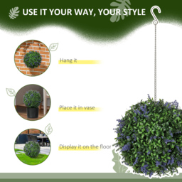 Portland Purple Artificial Plant Hanging Topiary Ball 2 Pack - Size: 27 x 27 x 27cm - Wilko - thumbnail 7