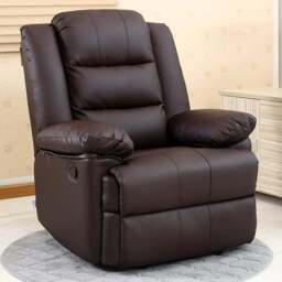 Furniture Online Loxley Brown Bonded Leather Manual Recliner Chair - Size: 110 x 85 x 93cm - Wilko