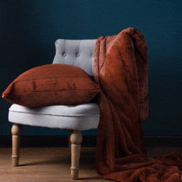 Paoletti Empress Rust Faux Fur Cushion - Size: 45 x 45 cm - Multi - Wilko - thumbnail 5