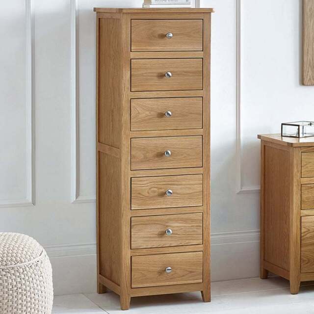 Julian Bowen Mallory 7 Drawer Narrow Chest of Drawers - Brown - Wilko - image 1