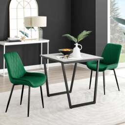 Furniturebox Copeland Cesano Marble Effect 2 Seater Dining Set White Green and Black - Wilko - thumbnail 1