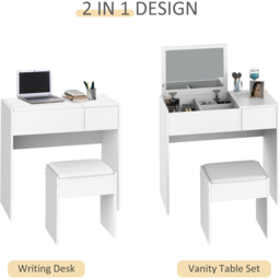 Portland White Dressing Table Set with Mirror - Size: 80 x 40 x 79cm - Wilko - thumbnail 6