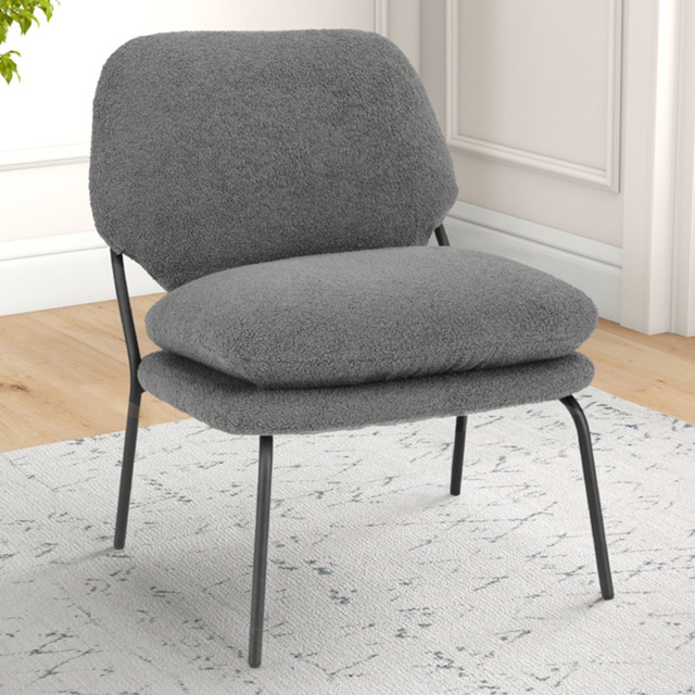 Costway Grey Teddy Fleece Fabric Armless Accent Chair - Size: Single - Wilko - image 1
