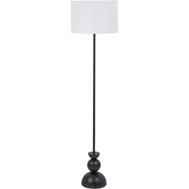 Pacific Lifestyle Vala White Textured Fabric Shade Graphite Metal Ball Floor Lamp - Size: 160 x 40 x 40cm - Grey - Wilko - image 1